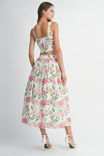 Load image into Gallery viewer, ONLINE ONLY Pink Floral Print Crop Midi Skirt Set
