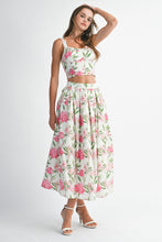 Load image into Gallery viewer, ONLINE ONLY Pink Floral Print Crop Midi Skirt Set
