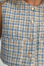 Load image into Gallery viewer, NEWEST ARRIVAL Blue Tweed Check Crop Vest
