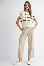 Load image into Gallery viewer, NEWEST ARRIVAL Cream/Black Striped Button Down Sweater Vest
