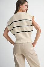 Load image into Gallery viewer, NEWEST ARRIVAL Cream/Black Striped Button Down Sweater Vest
