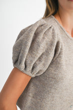 Load image into Gallery viewer, NEWEST ARRIVAL Mocha Brown Puff Knit Sweater Cardigan Top
