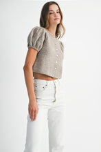 Load image into Gallery viewer, NEWEST ARRIVAL Mocha Brown Puff Knit Sweater Cardigan Top
