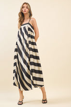 Load image into Gallery viewer, NEWEST ARRIVAL Ivory/Black Bold Striped Flowy Maxi Dress
