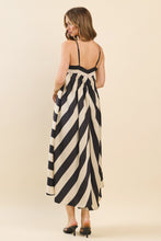 Load image into Gallery viewer, NEWEST ARRIVAL Ivory/Black Bold Striped Flowy Maxi Dress
