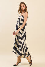 Load image into Gallery viewer, NEWEST ARRIVAL Ivory/Black Bold Striped Flowy Maxi Dress
