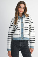 Load image into Gallery viewer, NEWEST ARRIVAL *RESTOCKED* Black Striped Denim Cardigan
