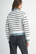 Load image into Gallery viewer, NEWEST ARRIVAL *RESTOCKED* Black Striped Denim Cardigan
