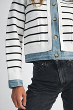 Load image into Gallery viewer, NEWEST ARRIVAL *RESTOCKED* Black Striped Denim Cardigan
