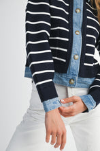 Load image into Gallery viewer, NEWEST ARRIVAL *PREORDER 10/15* Navy Striped Denim Cardigan
