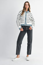 Load image into Gallery viewer, NEWEST ARRIVAL *RESTOCKED* Black Striped Denim Cardigan
