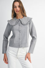 Load image into Gallery viewer, NEWEST ARRIVAL Gray Ruffle Peter Pan Cardigan Jacket
