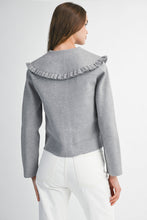 Load image into Gallery viewer, NEWEST ARRIVAL Gray Ruffle Peter Pan Cardigan Jacket
