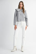 Load image into Gallery viewer, NEWEST ARRIVAL Gray Ruffle Peter Pan Cardigan Jacket
