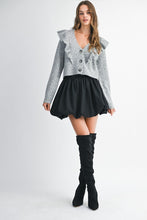 Load image into Gallery viewer, NEWEST ARRIVAL Gray Ruffle Cropped Cardigan Sweater
