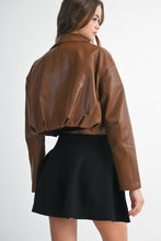 Load image into Gallery viewer, NEWEST ARRIVAL Chocolate Brown Pleather Cropped Jacket
