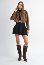 Load image into Gallery viewer, NEWEST ARRIVAL Chocolate Brown Pleather Cropped Jacket
