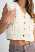 Load image into Gallery viewer, NEWEST ARRIVAL Ivory Knit Button Front Sleeveless Vest

