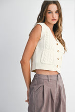Load image into Gallery viewer, NEWEST ARRIVAL Ivory Knit Button Front Sleeveless Vest
