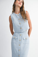 Load image into Gallery viewer, NEWEST ARRIVAL Blue Tweed Midi Skirt Set
