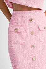 Load image into Gallery viewer, NEWEST ARRIVAL Pink Tweed Midi Skirt Set
