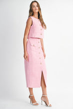 Load image into Gallery viewer, NEWEST ARRIVAL Pink Tweed Midi Skirt Set
