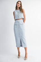 Load image into Gallery viewer, NEWEST ARRIVAL Blue Tweed Midi Skirt Set
