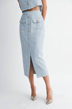 Load image into Gallery viewer, NEWEST ARRIVAL Blue Tweed Midi Skirt Set
