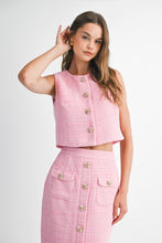 Load image into Gallery viewer, NEWEST ARRIVAL Pink Tweed Midi Skirt Set
