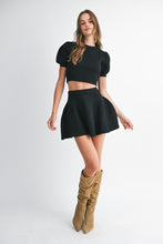 Load image into Gallery viewer, NEWEST ARRIVAL Black Crop Knit Skirt Set
