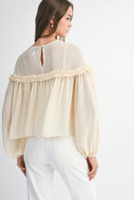 Load image into Gallery viewer, NEWEST ARRIVAL Ivory Sheer Flowy Blouse
