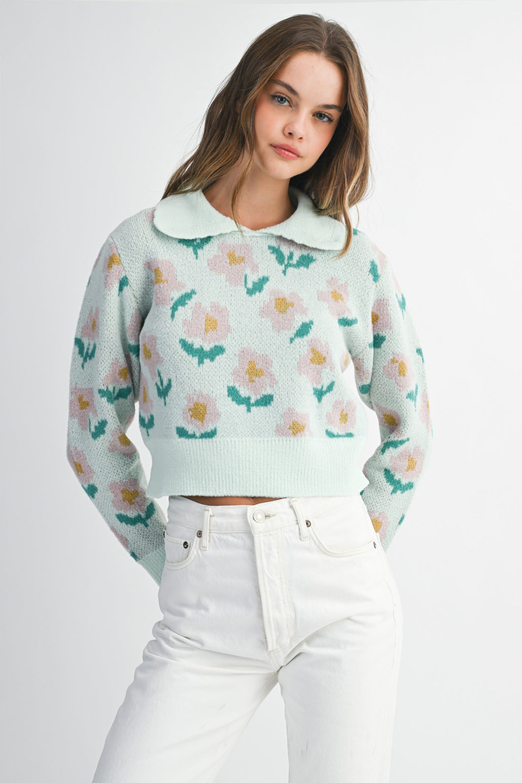 NEWEST ARRIVAL Blue Floral Cozy Sweater