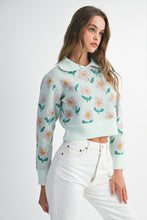 Load image into Gallery viewer, NEWEST ARRIVAL Blue Floral Cozy Sweater
