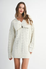 Load image into Gallery viewer, NEWEST ARRIVAL ONLINE ONLY White Bow Knit Oversized Sweater Dress
