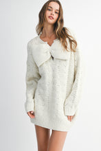 Load image into Gallery viewer, NEWEST ARRIVAL ONLINE ONLY White Bow Knit Oversized Sweater Dress
