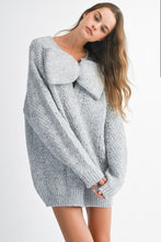 Load image into Gallery viewer, NEWEST ARRIVAL ONLINE ONLY Gray Bow Knit Sweater Dress
