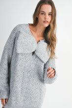 Load image into Gallery viewer, NEWEST ARRIVAL ONLINE ONLY Gray Bow Knit Sweater Dress
