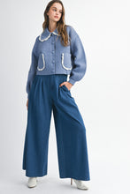 Load image into Gallery viewer, NEWEST ARRIVAL Blue Denim Quilted Peter Pan Collar Cardigan

