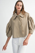 Load image into Gallery viewer, NEWEST ARRIVAL Taupe Extra Puff Sleeve Button Down Jacket
