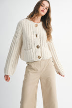 Load image into Gallery viewer, NEWEST ARRIVAL Cream Chunky Long Sleeve Cardigan
