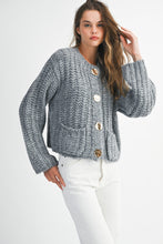 Load image into Gallery viewer, NEWEST ARRIVAL Gray Chunky Long Sleeve Cardigan
