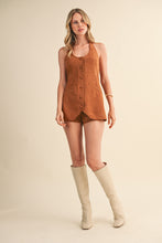 Load image into Gallery viewer, NEWEST ARRIVAL Camel Brown Suede Mini Vest Romper
