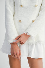 Load image into Gallery viewer, NEWEST ARRIVAL White Tweed Satin Mini Skirt Set
