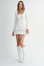 Load image into Gallery viewer, NEWEST ARRIVAL White Tweed Satin Mini Skirt Set
