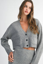 Load image into Gallery viewer, NEWEST ARRIVAL Gray Knit Cardigan Midi Skirt Set
