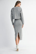 Load image into Gallery viewer, NEWEST ARRIVAL Gray Knit Cardigan Midi Skirt Set
