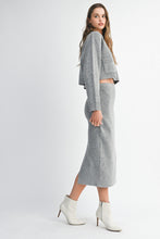 Load image into Gallery viewer, NEWEST ARRIVAL Gray Knit Cardigan Midi Skirt Set
