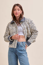 Load image into Gallery viewer, Navy Quilted Bandana Print Jacket

