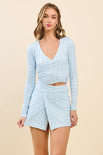 Load image into Gallery viewer, NEWEST ARRIVAL Blue Gingham Crop Athletic Set
