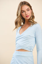 Load image into Gallery viewer, NEWEST ARRIVAL Blue Gingham Crop Athletic Set
